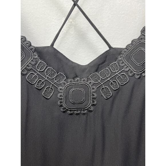 Massimo Dutti Strappy Tank Top Blouse Womens 2 Small Black Embroidered NWOT - Picture 7 of 8